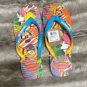 Havaianas Kids Flip Flops - Blue and Orange Cartoon Design
